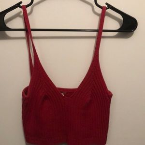 Pink ribbed crop top